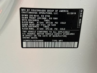 2019 Volkswagen Atlas 3.6L V6 SEL Premium