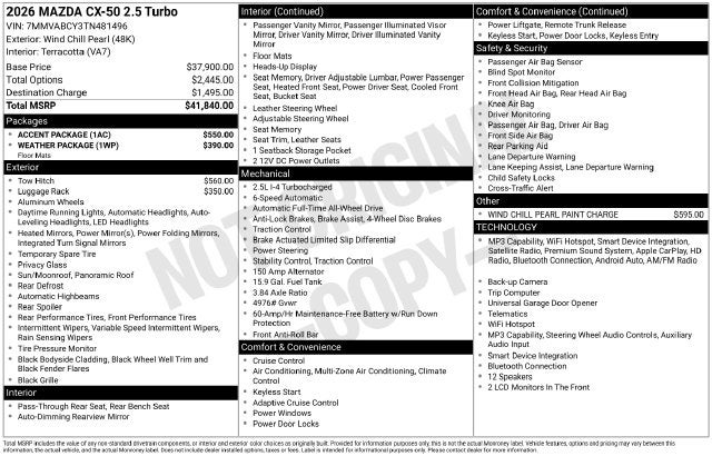 2026 Mazda Mazda CX-50 2.5 Turbo