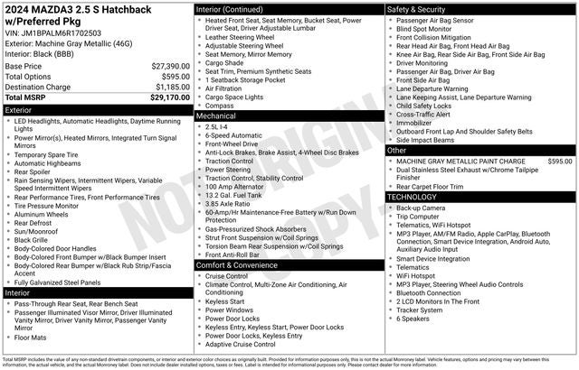 2024 Mazda Mazda3 2.5 S Preferred Package