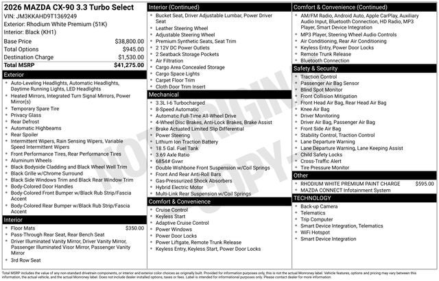 2026 Mazda Mazda CX-90 3.3 Turbo Select