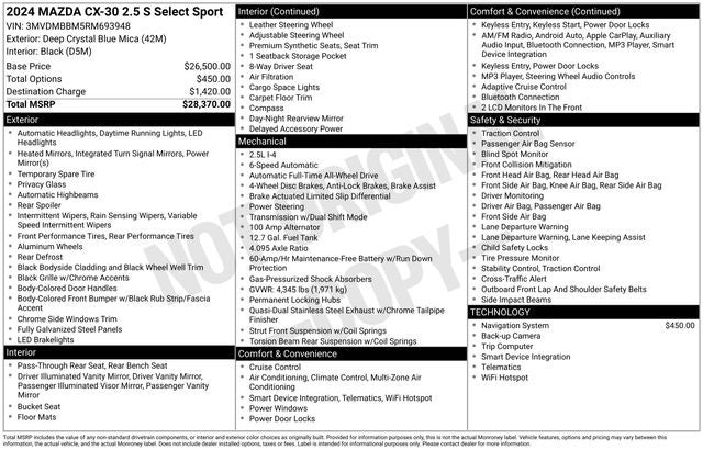 2024 Mazda Mazda CX-30 2.5 S Select Sport