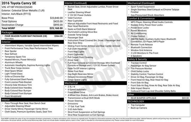 2016 Toyota Camry SE