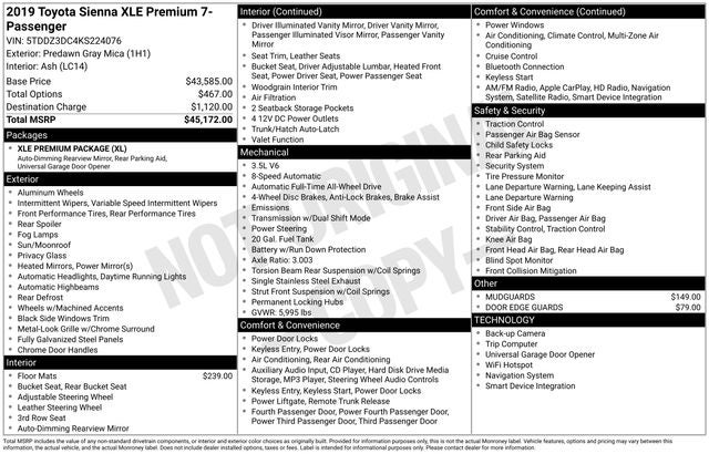 2019 Toyota Sienna XLE Premium 7 Passenger