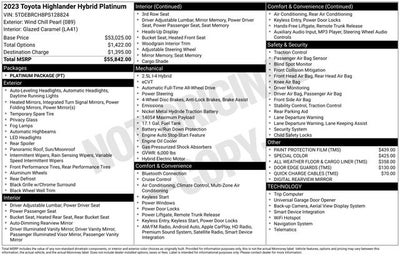 2023 Toyota Highlander Hybrid Platinum
