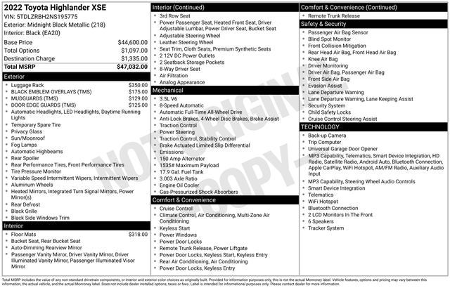 2022 Toyota Highlander XSE