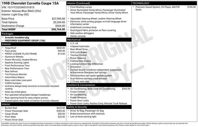1998 Chevrolet Corvette Base