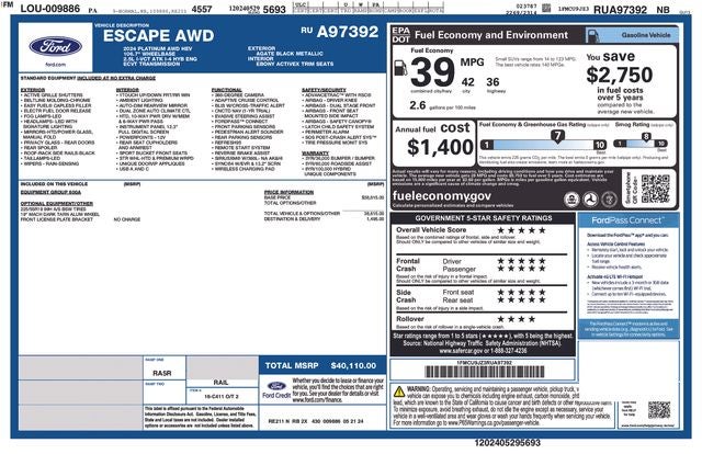 2024 Ford Escape Hybrid Platinum