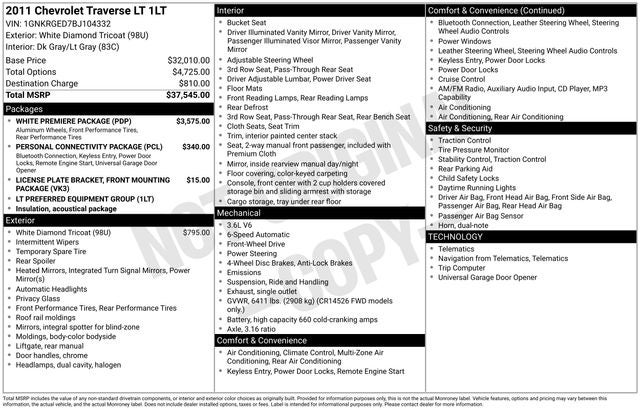 2011 Chevrolet Traverse LT 1LT