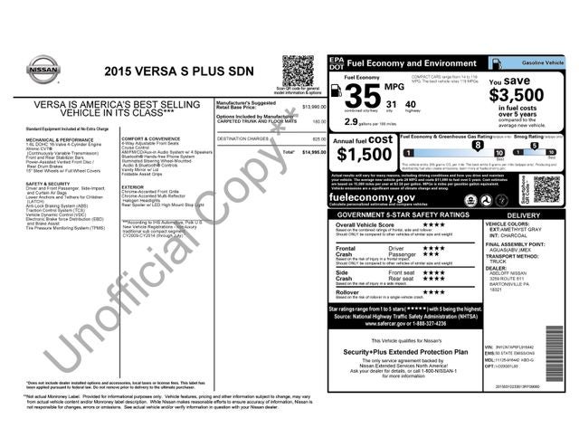 2015 Nissan Versa 1.6 S Plus