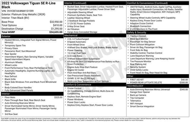 2022 Volkswagen Tiguan 2.0T SE R-Line Black