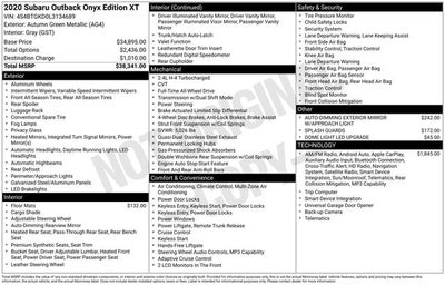 2020 Subaru Outback Onyx Edition XT