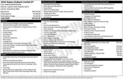 2024 Subaru Outback Limited XT