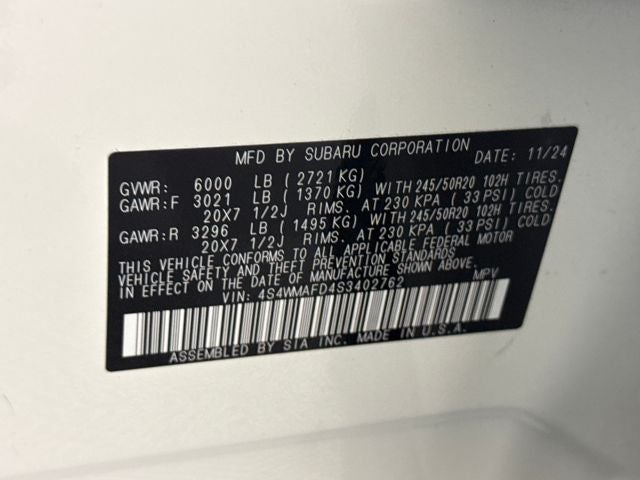 2025 Subaru Ascent Onyx Edition