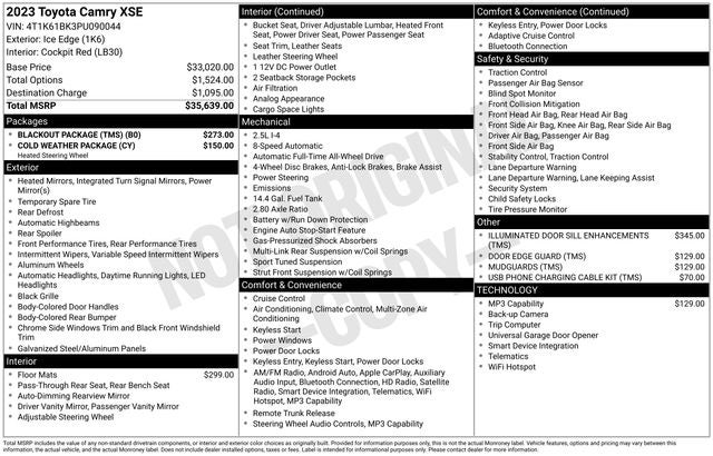 2023 Toyota AWD Camry XSE