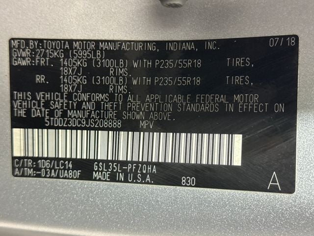 2018 Toyota Sienna XLE 7 Passenger