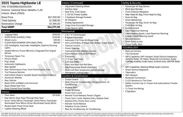 2025 Toyota Highlander LE