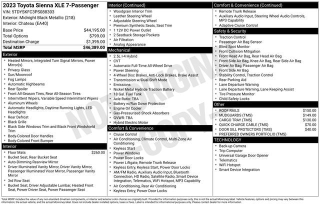 2023 Toyota Sienna XLE 7 Passenger