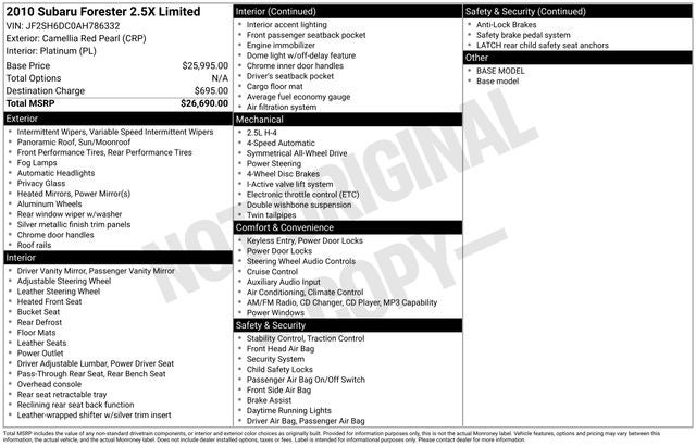 2010 Subaru Forester 2.5X Limited