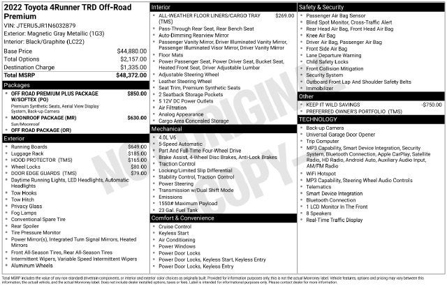 2022 Toyota 4Runner TRD Off-Road Premium